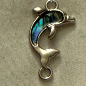 Source Unknown Silver Dolphin Pendant with Blue Accents
